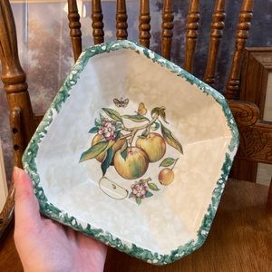 Vintage Himark Spongeware Ceramic Apple Bowl Plate Made in Italy